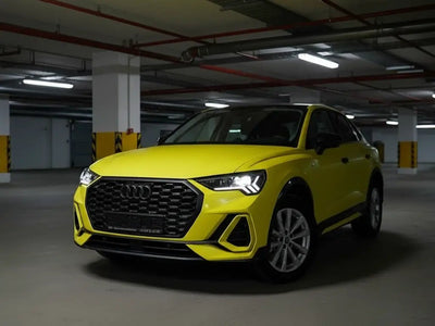 DIY Audi Q3 wrapped in Matte HX20000 Lemon Yellow restyling film HX20108M