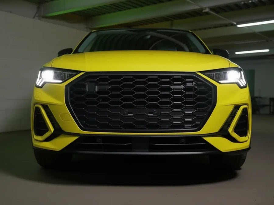 Audi Q3 wrapped in Matte HX20000 Lemon Yellow car wrap film HX20108M