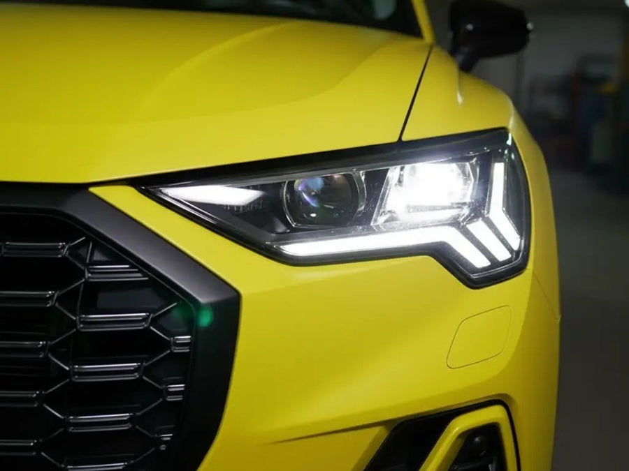 Audi Q2 wrapped in Matte HX20000 Lemon Yellow wrap film HX20108M