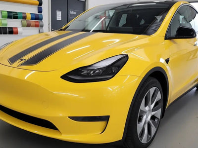 DIY Tesla Y wrapped in Gloss HX20000 Sun Yellow wrap film HX20109B
