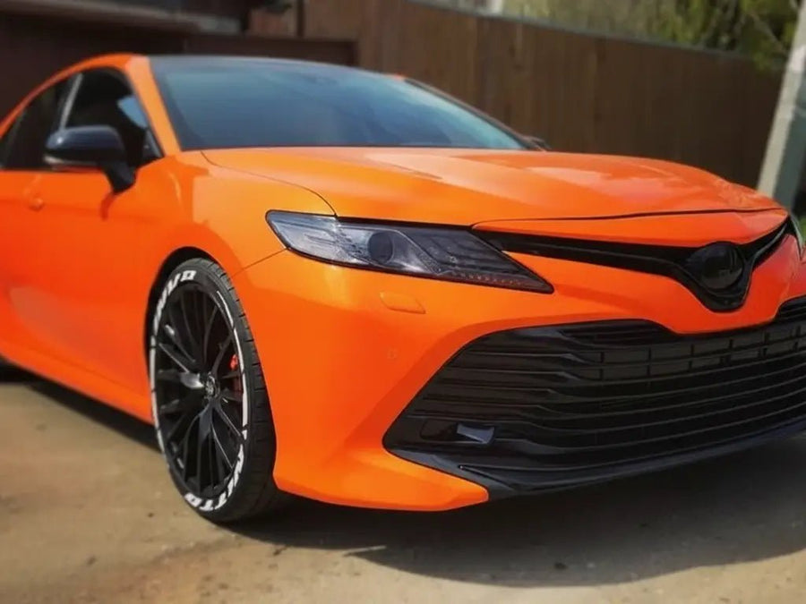 DIY Toyota Camry wrapped in Gloss HX20000 Orange Red automotive vinyl film HX20165B