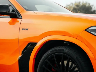 DIY BMW X5 M wrapped in Gloss HX20000 Orange Red restyling film HX20165B