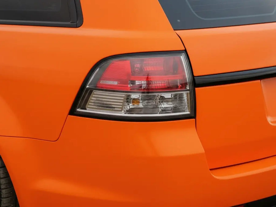 DIY Holden Commodore VE wrapped in Matte HX20000 Mandarin Red automotive vinyl film HX20165M