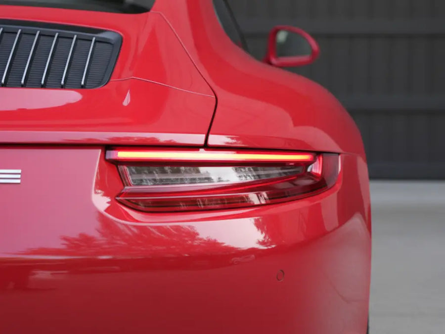 Porsche 911 wrapped in Gloss HX20000 Ruby Red car wrap film HX20186B