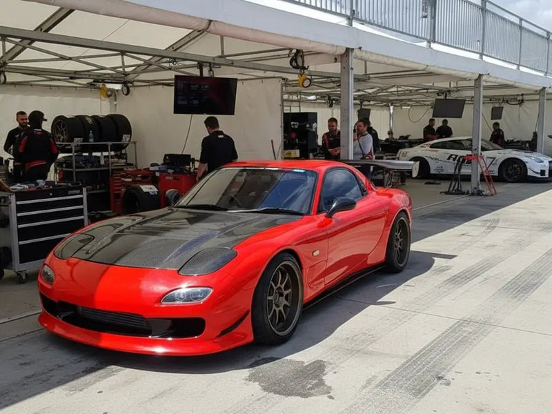 Mazda RX-7 wrapped in Gloss HX20000 Ruby Red car wrap film HX20186B