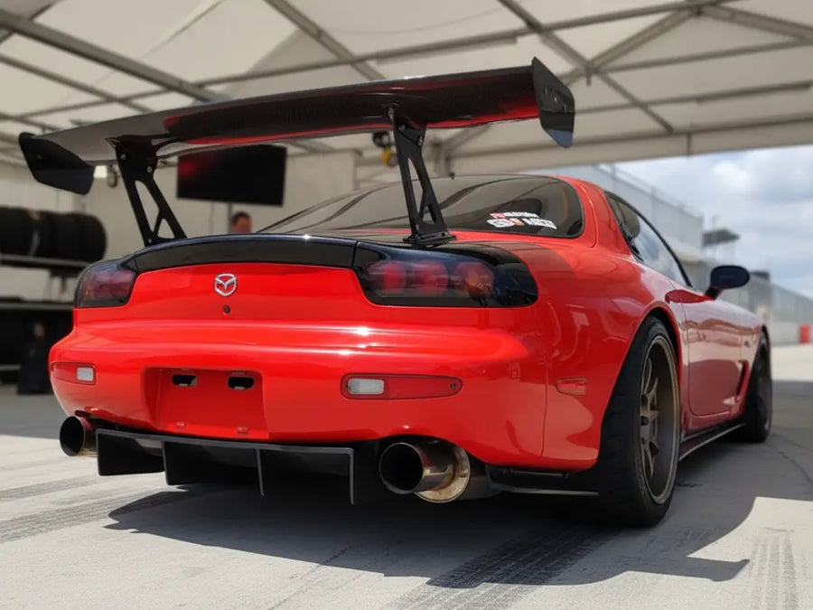 Mazda RX-7 wrapped in Gloss HX20000 Ruby Red automotive vinyl film HX20186B