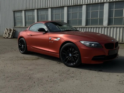 BMW Z4 wrapped in Hexis Satin HX20000 Red Aluminum vinyl wrap HX20196S