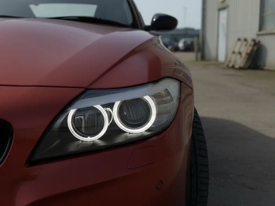 BMW Z4 wrapped in Hexis Satin HX20000 Red Aluminum automotive vinyl film HX20196S