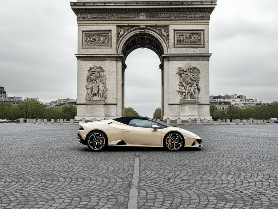 DIY Lamborghini Huracán wrapped in Super Gloss HXONE™ Desert Beige automotive vinyl film HXONE202