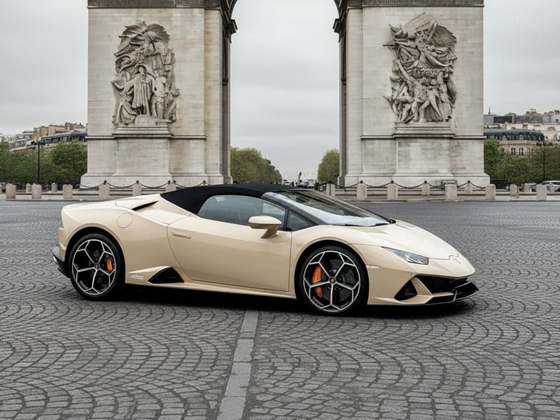 Lamborghini Huracán wrapped in Super Gloss HXONE™ Desert Beige vinyl wrap HXONE202