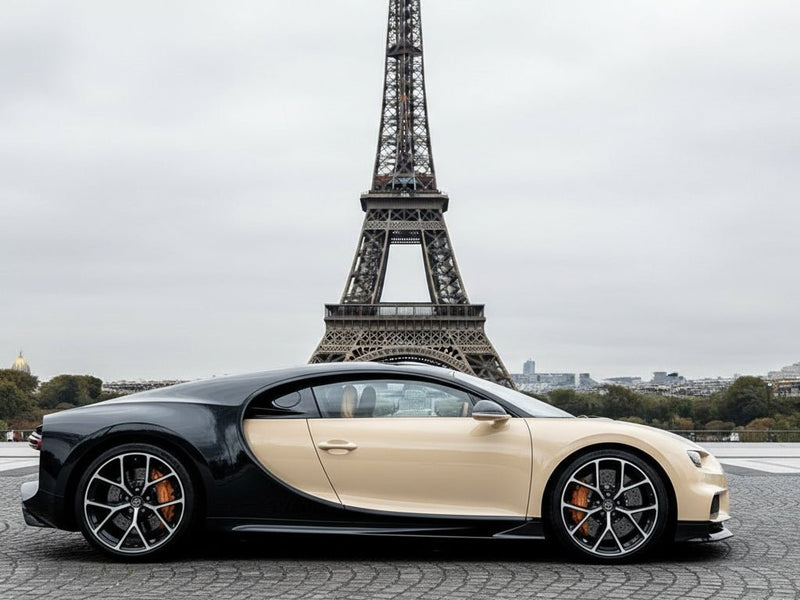 Bugatti Chiron wrapped in Super Gloss HXONE™ Desert Beige car wrap film HXONE202