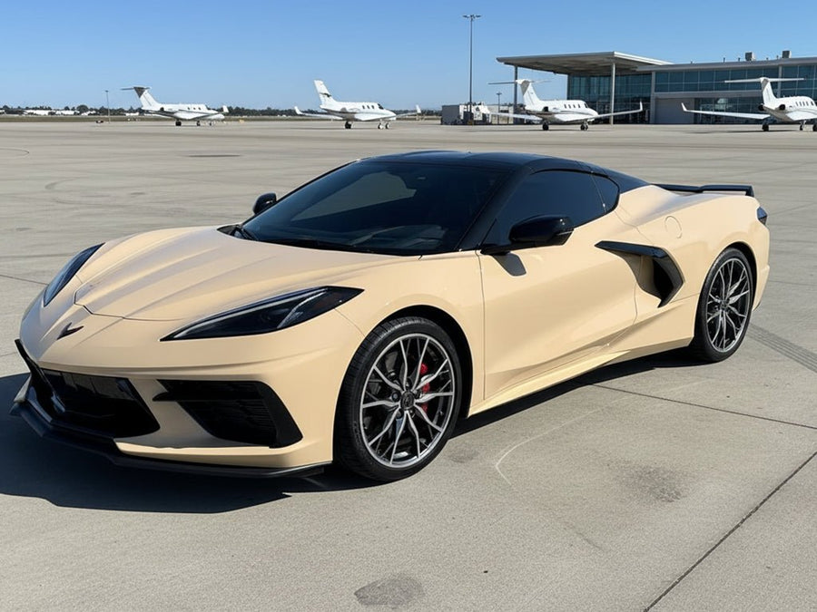 Chevrolet Corvette wrapped in SuperGloss HXONE™ Desert Beige car wrap film HXONE202