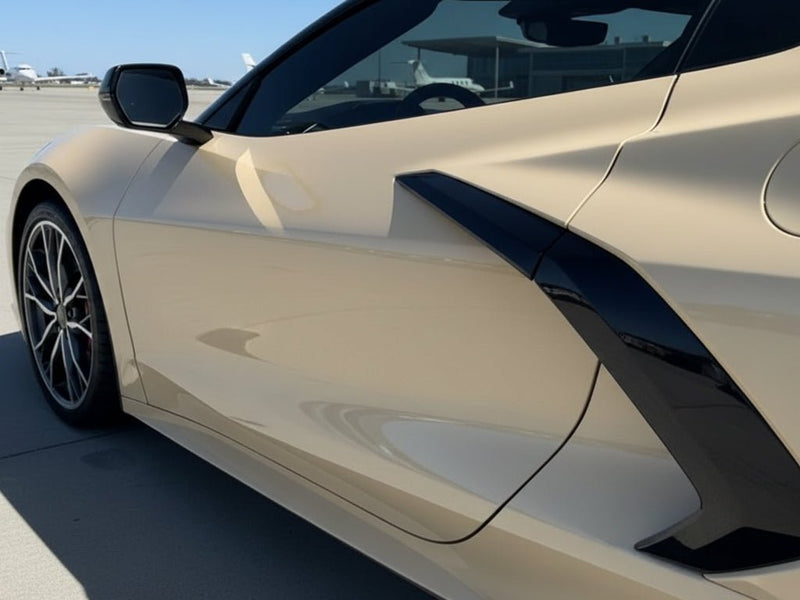 Chevrolet Corvette wrapped in SuperGloss HXONE™ Desert Beige car wrap film HXONE202 detail