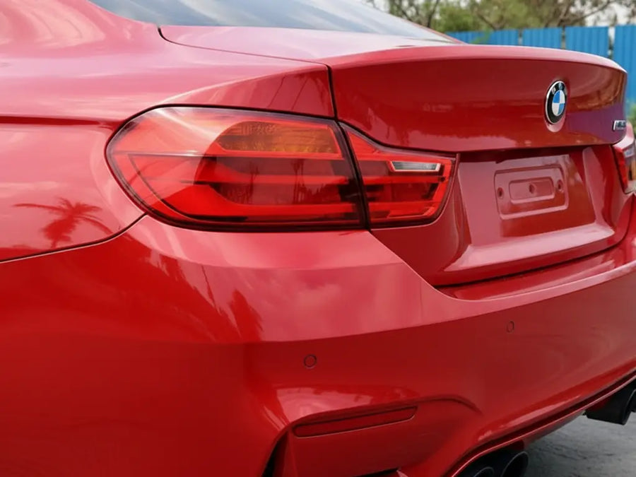 DIY BMW M4 wrapped in Gloss HX20000 Cardinal Red car wrap film HX20200B