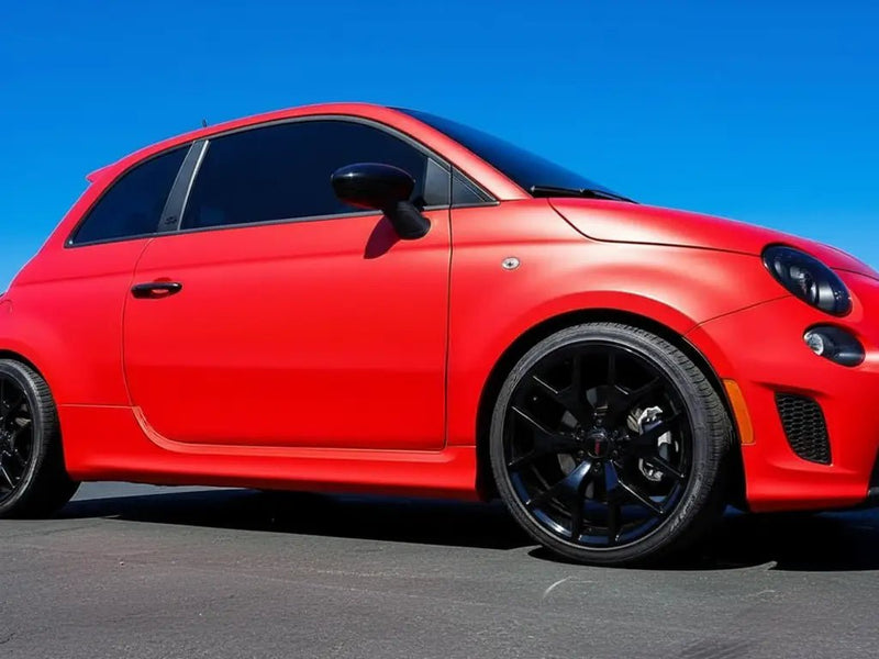 Fiat 500 wrapped in Matte HX20000 Blood Red wrap film HX20200M