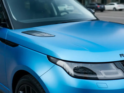 Range Rover wrapped in Satin HX20000 Ara Blue car wrap film HX20219S