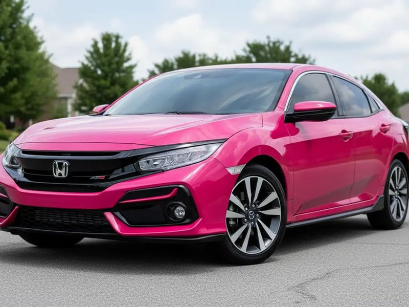 Honda Civic wrapped in Hexis Gloss HX20000 Fuchsia automotive vinyl film HX20220B