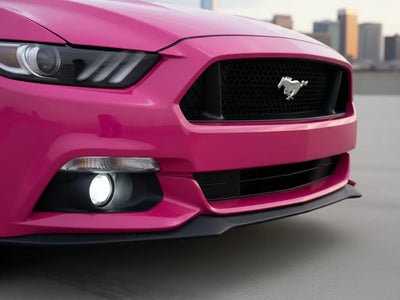 DIY Ford Mustang wrapped in Gloss HX20000 Fuchsia restyling film HX20220B