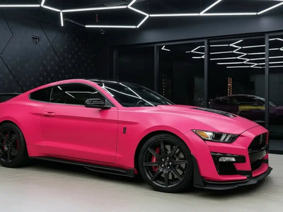 Ford Mustang Shelby GT500 wrapped in Hexis Matte HX20000 Fuchsia automotive vinyl film HX20220M
