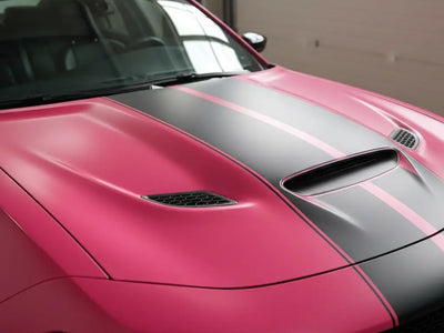 DIY Dodge Challenger wrapped in Matte HX20000 Fuchsia vinyl wrap HX20220M