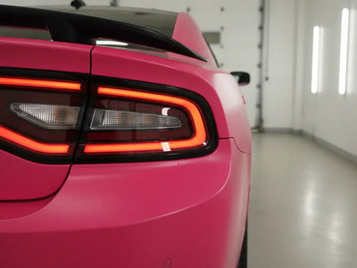 Dodge Charger wrapped in Hexis Matte HX20000 Fuchsia restyling film HX20220M