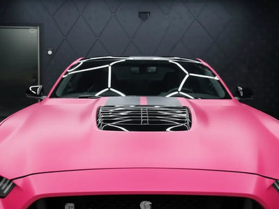 DIY Ford Mustang Shelby GT500 wrapped in Matte HX20000 Fuchsia car wrap film HX20220M