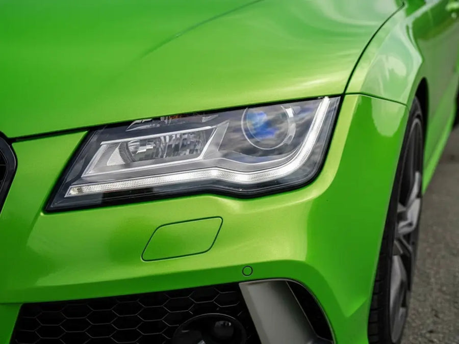 DIY Audi A7 wrapped in Gloss HX20000 Wasabi Green wrap film HX20228B