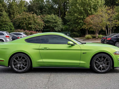 Ford Mustang GT wrapped in Matte HX20000 Wasabi Green restyling film HX20375M
