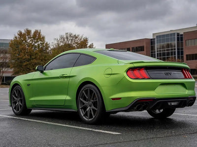 Ford Mustang GT wrapped in Matte HX20000 Wasabi Green automotive vinyl film HX20375M