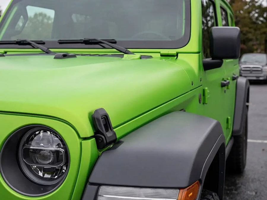 DIY Jeep Wrangler wrapped in Matte HX20000 Wasabi Green automotive vinyl film HX20375M