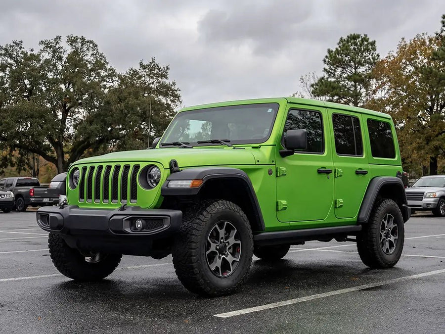 Jeep Wrangler wrapped in Matte HX20000 Wasabi Green restyling film HX20375M