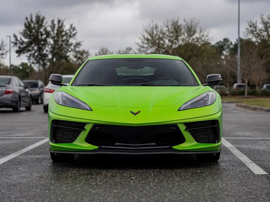 DIY Chevrolet Corvette C8 wrapped in Matte HX20000 Wasabi Green automotive vinyl film HX20375M