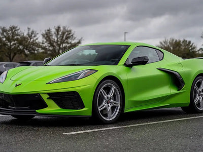 DIY Chevrolet Corvette wrapped in Matte HX20000 Wasabi Green car wrap film HX20375M detail
