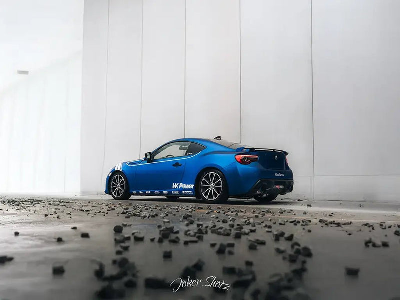Toyota 86 wrapped in Hexis Satin HX20000 Metallic Celestial Blue automotive vinyl film HX20236S