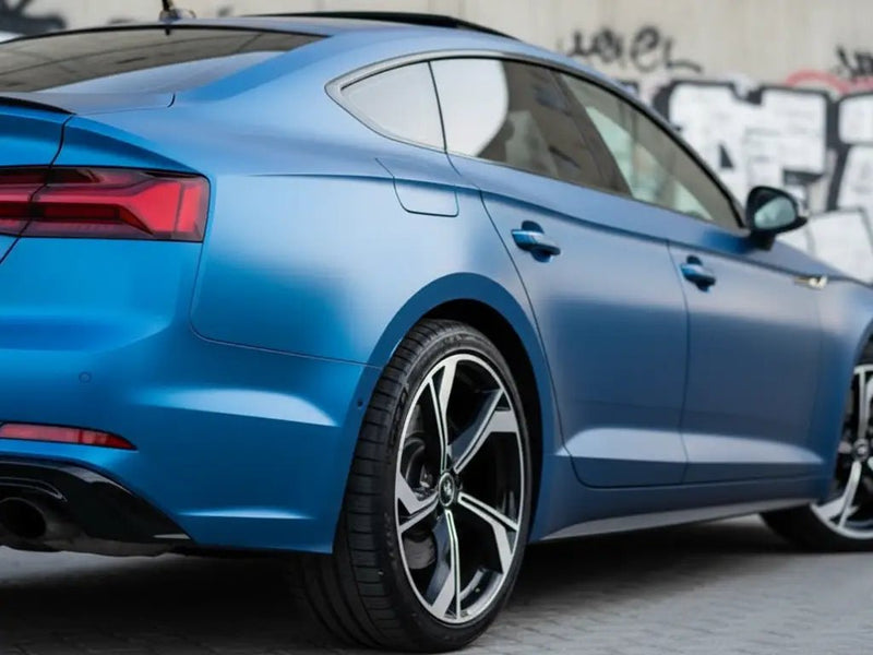 DIY Audi A5 Sportback wrapped in Satin HX20000 Metallic Celestial Blue restyling film HX20236S