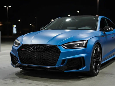 DIY Audi RS5 wrapped in Satin HX20000 Metallic Celestial Blue car wrap film HX20236S