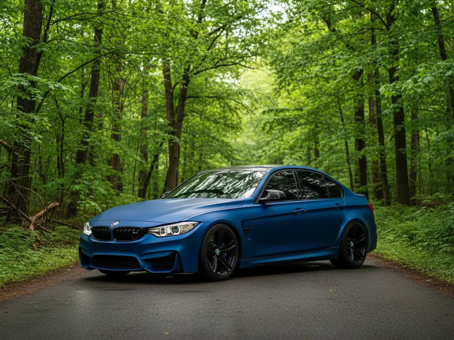 BMW M3 wrapped in Satin HX20000 Metallic Celestial Blue vinyl wrap HX20236S