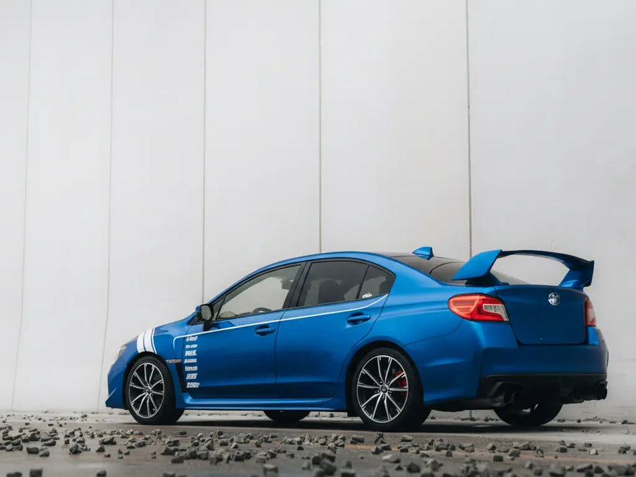 DIY Subaru WRX wrapped in Satin HX20000 Metallic Celestial Blue restyling film HX20236S