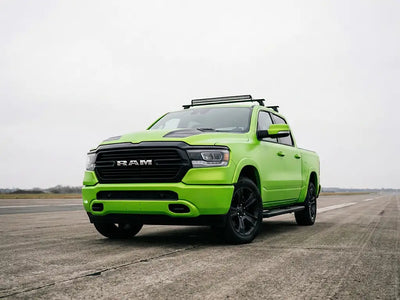 RAM 1500 wrapped in Hexis Satin HX20000 Acid Green automotive vinyl film HX20266S