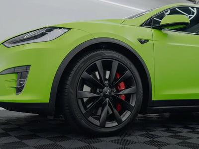 DIY Tesla X wrapped in Satin HX20000 Acid Green car wrap film HX20266S