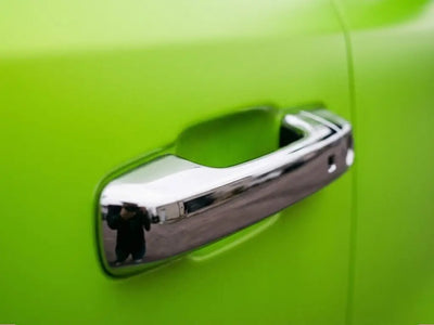 Car wrapped in Hexis Satin HX20000 Acid Green automotive vinyl film HX20266S