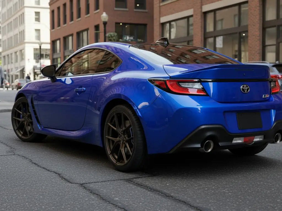 Toyota GR86 wrapped in Hexis Gloss HX20000 Pacific Blue automotive vinyl film HX20280B
