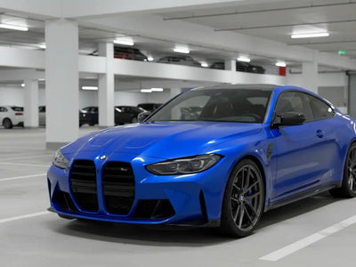 DIY BMW M4 wrapped in Gloss HX20000 Pacific Blue vinyl wrap HX20280B