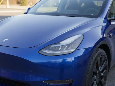 DIY Tesla Y wrapped in Gloss HX20000 Night Blue car wrap film HX20281B