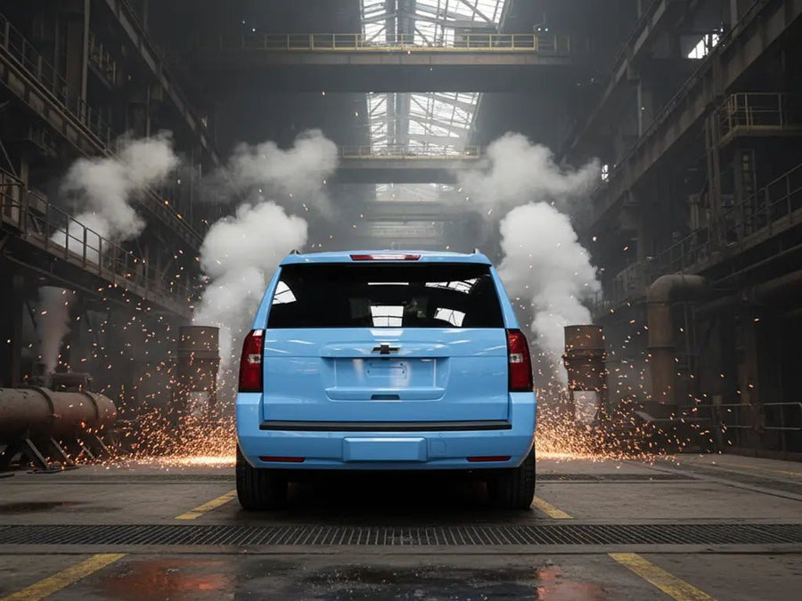 DIY Chevrolet Tahoe wrapped in Gloss HX20000 Niagara Blue car wrap film HX20284B