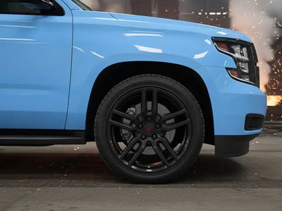 DIY Chevrolet Tahoe wrapped in Gloss HX20000 Niagara Blue restyling film HX20284B
