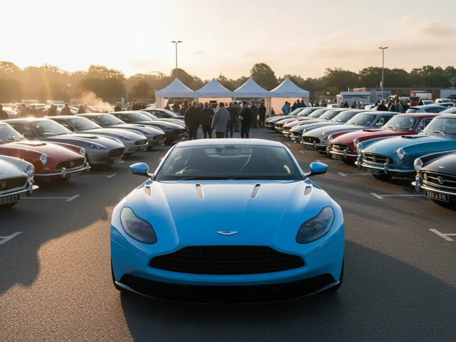 Aston Martin DB11 wrapped in Hexis Gloss HX20000 Niagara Blue car wrap film HX20284B
