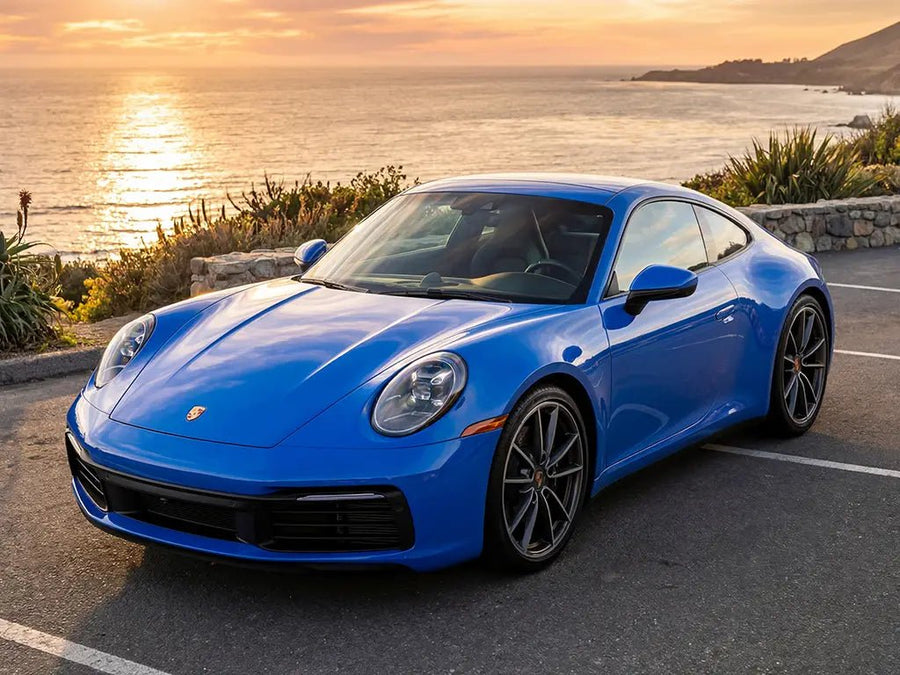 Porsche 911 wrapped in Hexis Gloss HX20000 Intense Blue wrap film HX20293B