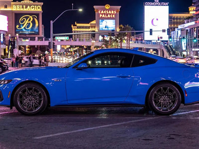 Ford Mustang wrapped in Hexis Gloss HX20000 Intense Blue automotive vinyl film HX20293B