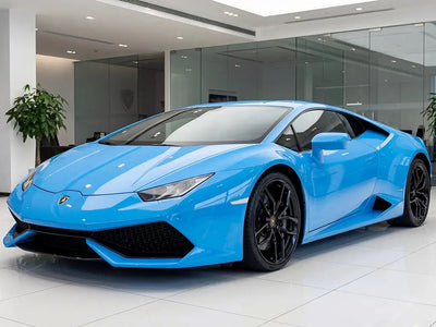 Lamborghini Huracán wrapped in Gloss HX20000 Montpellier Blue wrap film HX20299B